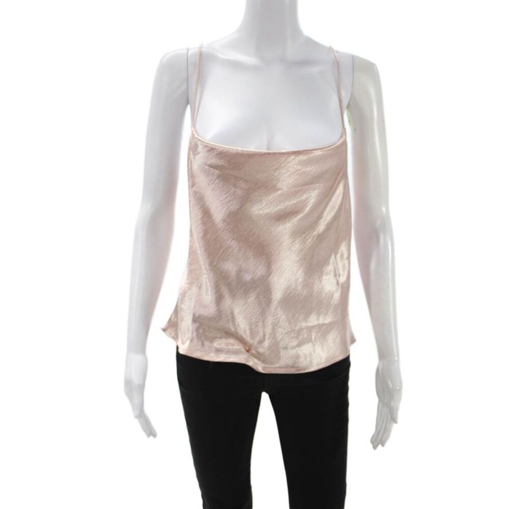 Line + Dot Womens Camisole Pink Square Neck Sleeveless Solid Designer Size L